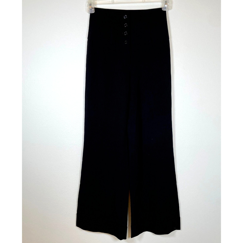Charlotte Russe Juniors Pants Size 1 Black Button Fly Wide Leg High Rise Y 2K